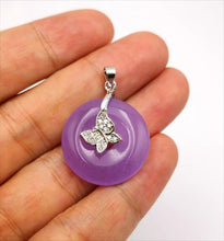 Load image into Gallery viewer, Nature Purple Jade Butterfly Pendant Necklace Gift Jewelry charm Blessing Luck S