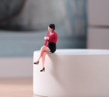 Load image into Gallery viewer, 1:64 Painted Figure Model Miniature Resin Diorama Office Lady Red Sitting Woman
