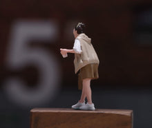 Load image into Gallery viewer, 1:64 Painted Figure Model Miniature Resin Walking Lady Holding Drink Girl Bend