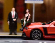 Load image into Gallery viewer, 1:64 Painted Figure Model Miniature Resin Diorama Lady in Black Sitting Cool Toy