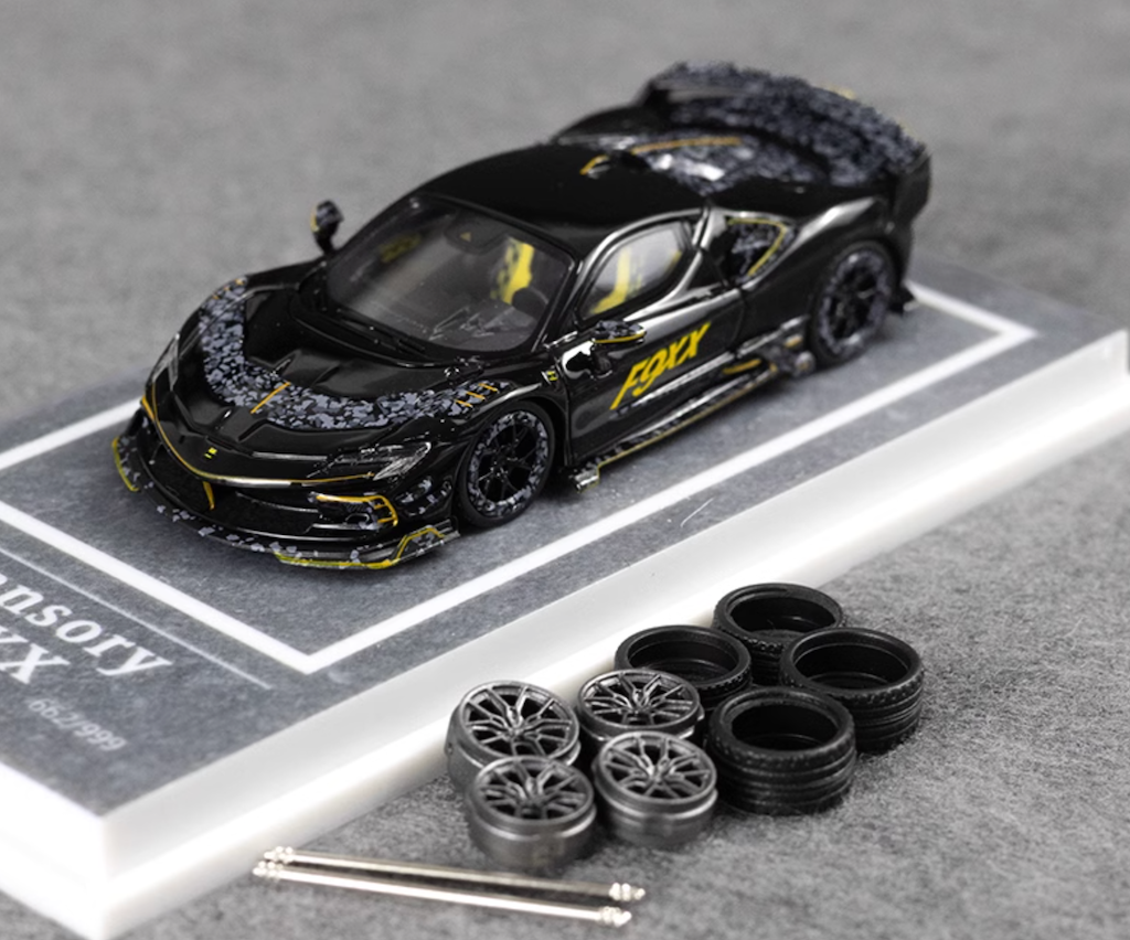 MJ 1:64 Black Mansory F9XX Racing Sports Model Diecast Metal Car