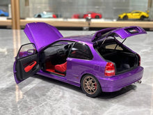 Load image into Gallery viewer, MH 1:18 Purple Civic Type R EK9 B16B Vtec Engine Model Diecast Metal Car New Collection
