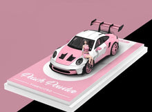 Load image into Gallery viewer, TM 1:64 Pink T1 992 GT3 RS Figure Flatbed Trailer Model Diecast Metal Car New Collection