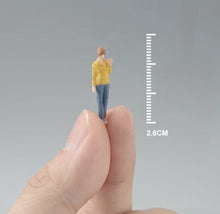 Load image into Gallery viewer, 1:64 Painted Figure Mini Model Toy Miniature Car Scenes Resin Girl Casual Lady