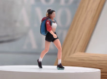 Load image into Gallery viewer, 1:64 Painted Figure Model Miniature Resin Diorama Toy Sand Hiking Lady Cool Girl