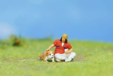 Load image into Gallery viewer, 1:64 Painted Figure Model Miniature Resin Diorama Sand Pet Walk Dog Puppy Toy