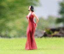 Load image into Gallery viewer, 1:24 Painted Figure Model Miniature Resin Diorama Sand Red Dinning Dress Lady