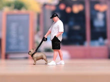 Load image into Gallery viewer, 1:64 Painted Figure Model Miniature Resin Diorama Sand Camera Walking Dog Man