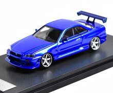 Load image into Gallery viewer, GFCC 1:64 Blue VIP Skyline GTR R34 C-West Sport Model Diecast Metal Car New Collection