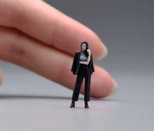 Load image into Gallery viewer, 1:64 Painted Figure Model Miniature Resin Diorama Toy Sand Cool Lady Black Suit