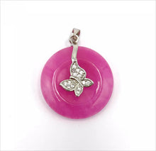 Load image into Gallery viewer, Nature Jade Butterfly Round Pendant Necklace Gift Jewelry charm Blessing Lucky a
