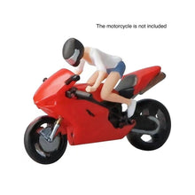 Load image into Gallery viewer, 1:64 Painted Figure Mini Model Miniature Car Scenes Resin Black Helmet Girl Lady