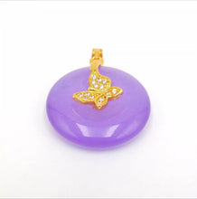 Load image into Gallery viewer, Nature Purple Jade Butterfly Pendant Necklace Gift Jewelry charm Blessing Luck G