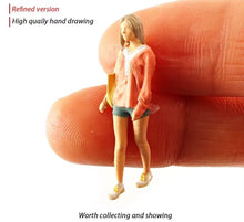 Load image into Gallery viewer, 1:64 Painted Figure Mini Model Miniature Resin Diorama Toy Walking Casual Girl
