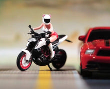 Load image into Gallery viewer, 1:64 Painted Figure Model Miniature Resin Diorama Sand Girl Helmet Motorcycle Collection