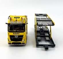 Load image into Gallery viewer, 1:64 Yellow ADAC Actros Gigaspace 4x2 Trailer Truck Model Diecast Metal Car