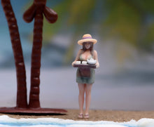 Load image into Gallery viewer, 1:64 Painted Figure Model Miniature Resin Diorama Scene Sand Vacation Style Girl