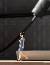 Load image into Gallery viewer, 1:64 Painted Figure Mini Model Miniature Resin Diorama Sand Girl Lady Blue Dress