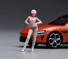 Load image into Gallery viewer, 1:24 Painted Figure Model Miniature Resin Diorama Sand Pink Cap Trendy Girl