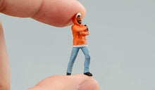 Load image into Gallery viewer, 1:64 Painted Figure Model Miniature Resin Diorama Toy Sand Orange Hoodie Man