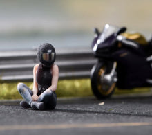 Load image into Gallery viewer, 1:64 Painted Figure Model Miniature Resin Diorama Sand Toy Racer Girl Sitting