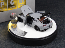 Load image into Gallery viewer, PGM 1:64 Gray GTR R35 Rocket Bunny Engine Round Model Diecast Metal Car New Collection