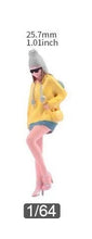 Load image into Gallery viewer, 1:64 Painted Figure Model Miniature Resin Diorama Sand Leaning Girl Yellow Lady Collection