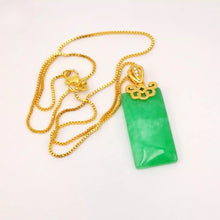 Load image into Gallery viewer, Nature Jade Peace Rectangle Pendant Necklace Gift Jewelry charm Blessing Lucky