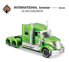 Load image into Gallery viewer, Maisto 1:64 Green International Lonestar Truck Trailer Model Toy Metal Car BN