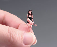 Load image into Gallery viewer, 1:64 Painted Figure Model Miniature Resin Diorama Sand Toy Black Dress Girl Sexy