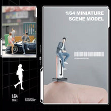 Load image into Gallery viewer, 1:64 Painted Figure Mini Model Toy Miniature Car Scenes Resin Sitting Hat Man