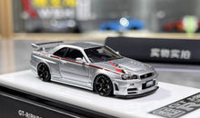 Load image into Gallery viewer, BZMW 1:64 Silver Decal Skyline GTR R34 NISMO Z-Tune Model Diecast Resin Car