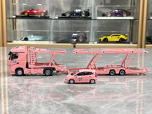 Load image into Gallery viewer, 1:64 Pink Actros Gigaspace 4x2 Trailer Truck Fit GD3 Model Diecast Metal Car