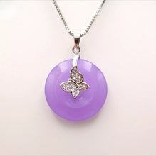 Load image into Gallery viewer, Nature Purple Jade Butterfly Pendant Necklace Gift Jewelry charm Blessing Luck S