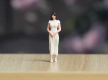 Load image into Gallery viewer, 1:64 Painted Figure Model Miniature Resin Diorama Toy Sand White Qipao Lady Girl