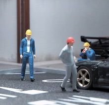 Load image into Gallery viewer, 1:64 Painted Figure Mini Model Toy Miniature Car Scenes Resin Blue Worker Man