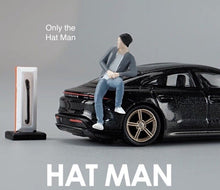 Load image into Gallery viewer, 1:64 Painted Figure Mini Model Toy Miniature Car Scenes Resin Sitting Hat Man