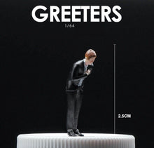 Load image into Gallery viewer, 1:64 Painted Figure Mini Model Toy Miniature Car Scenes Resin Bowing Man in Suit