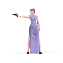 Load image into Gallery viewer, 1:64 Painted Figure Model Miniature Resin Diorama Toy Gun Wielding Lady Assassin New Collection