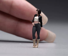 Load image into Gallery viewer, 1:64 Painted Figure Model Miniature Resin Sand Cool Girl Pretty Lady in Black