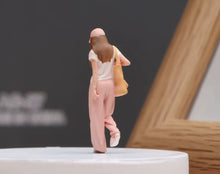 Load image into Gallery viewer, 1:64 Painted Figure Model Miniature Resin Diorama Toy Sand Pink Cap Girl Walking
