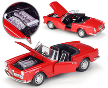 Load image into Gallery viewer, WELLY 1:24 1960 Romeo 2600 Spider Convertible Sports Model Diecast Metal Car