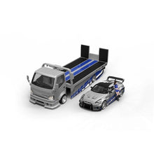 Load image into Gallery viewer, TM 1:64 Silver GTR R35 H300 Flatbed Trailer Truck Model Diecast Metal Car New Collection
