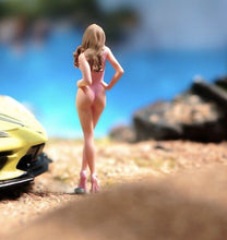 Load image into Gallery viewer, 1:64 Painted Unpainted Figure Model Miniature Resin Diorama Sand Pink Bikini Gal
