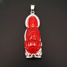 Load image into Gallery viewer, Nature Jade Guanyin Pendant Necklace Gift Jewelry charm Blessing Lucky New Red S