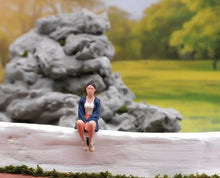Load image into Gallery viewer, 1:64 Painted Figure Model Miniature Resin Diorama Sand Sitting Casual Girl Lady