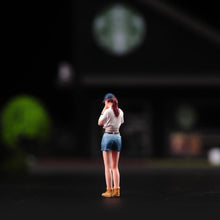 Load image into Gallery viewer, 1:64 Painted Figure Model Miniature Resin Diorama Sand Smoking Girl Cap Shorts New