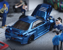 Load image into Gallery viewer, Timetop 1:64 Blue Carbon Skyline GTR R34 Z-Tune Model Diecast Metal Car New Collection