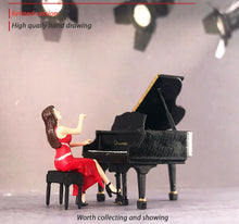 Load image into Gallery viewer, 1:64 Painted Figure Mini Model Miniature Resin Diorama Sand Pianist Lady Piano W