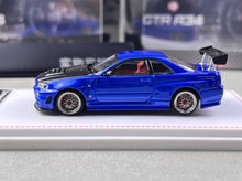 Load image into Gallery viewer, FH 1:64 Blue Carbon Skyline GTR R34 Z-Tune Sports Model Diecast Metal Car New Collection